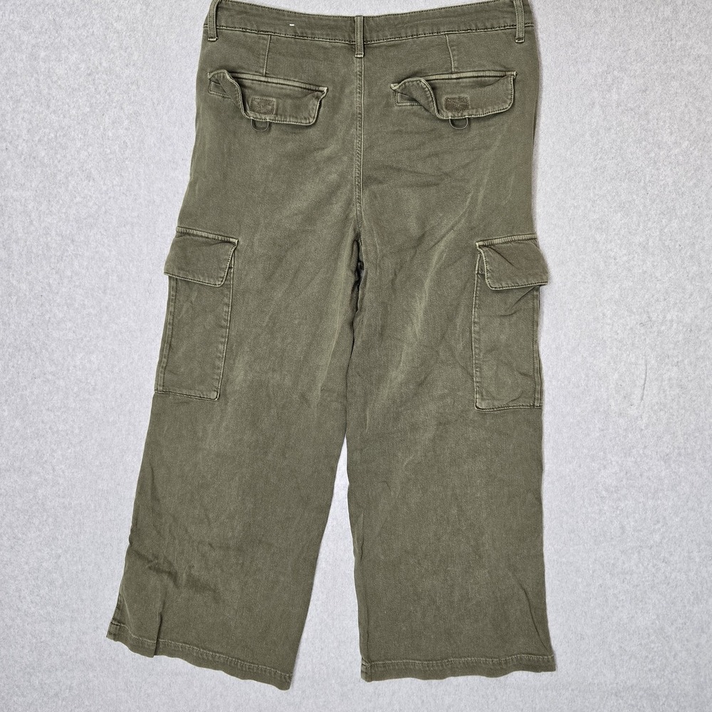 American Eagle Outfitters Women Pants 12 Green Cargo Wide-Leg High Rise Baggy - Picture 12 of 15